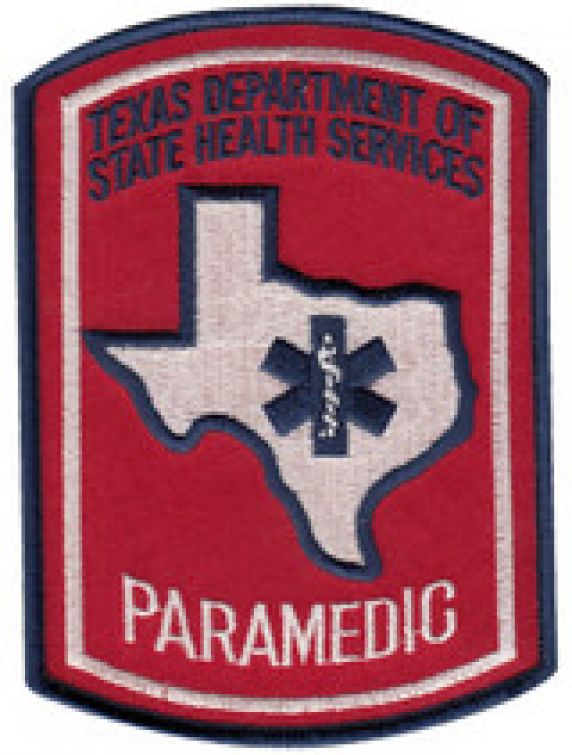 TEXAS PARAMEDIC WITH STAR OF LIFE CENTER HAT PATCH - SEW ON.
